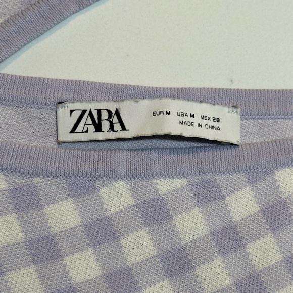 Zara lilac gingham cropped top Sz Medium - Picture 5 of 5